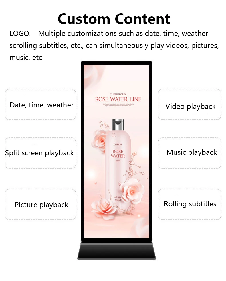 Software vertical LED Display Digital Shoppinges Elevadores Tela de toque interna LCD Publicidade