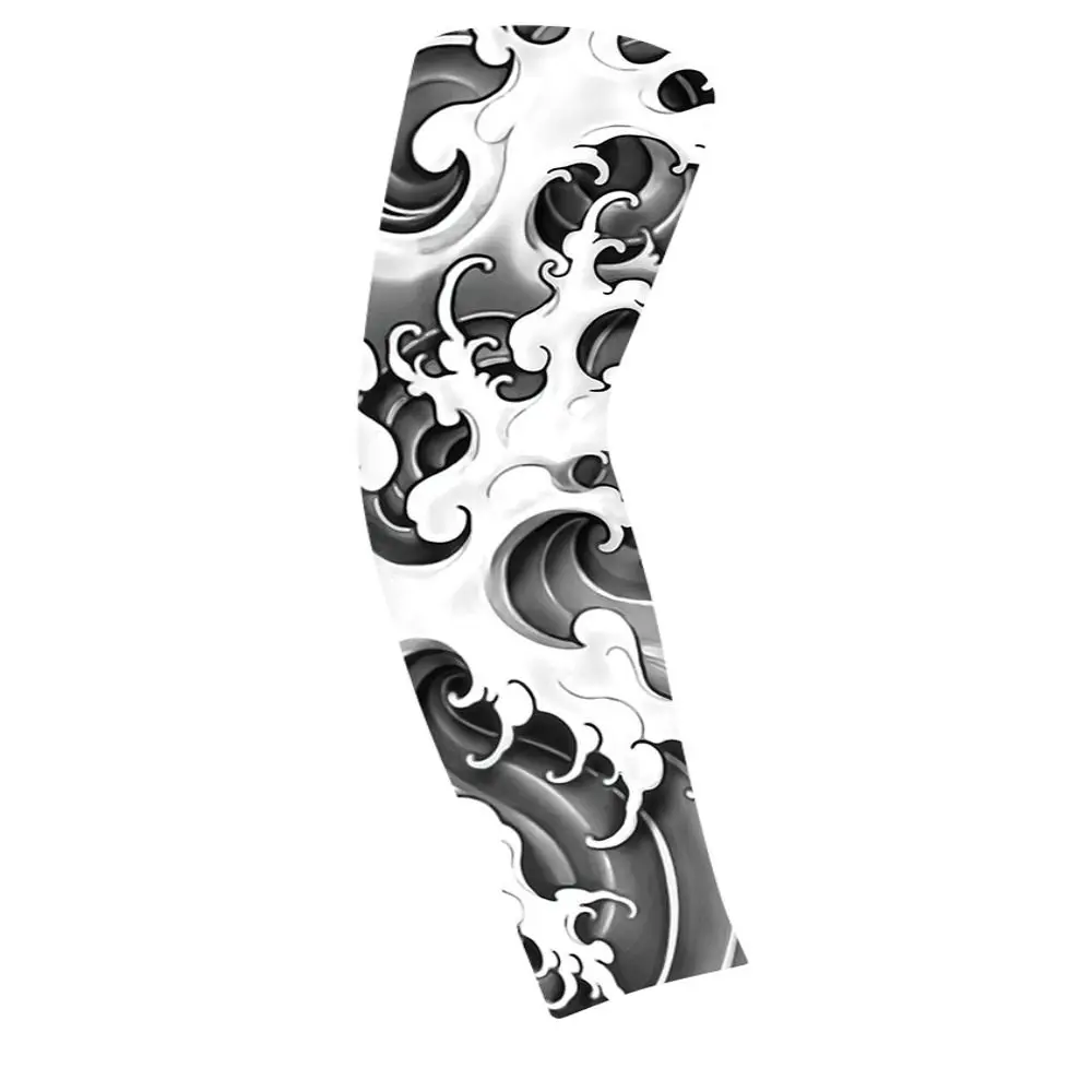Flower Arm Pattern Flower Arm Tattoo Sleeve Elastic Thin Sun Protection Cover Seamless UV Protection Ice Silk Arm Sleeve Riding