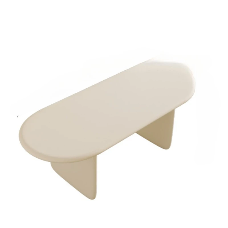 

Cream wind solid wood dining table, small household oval multi-person dining table