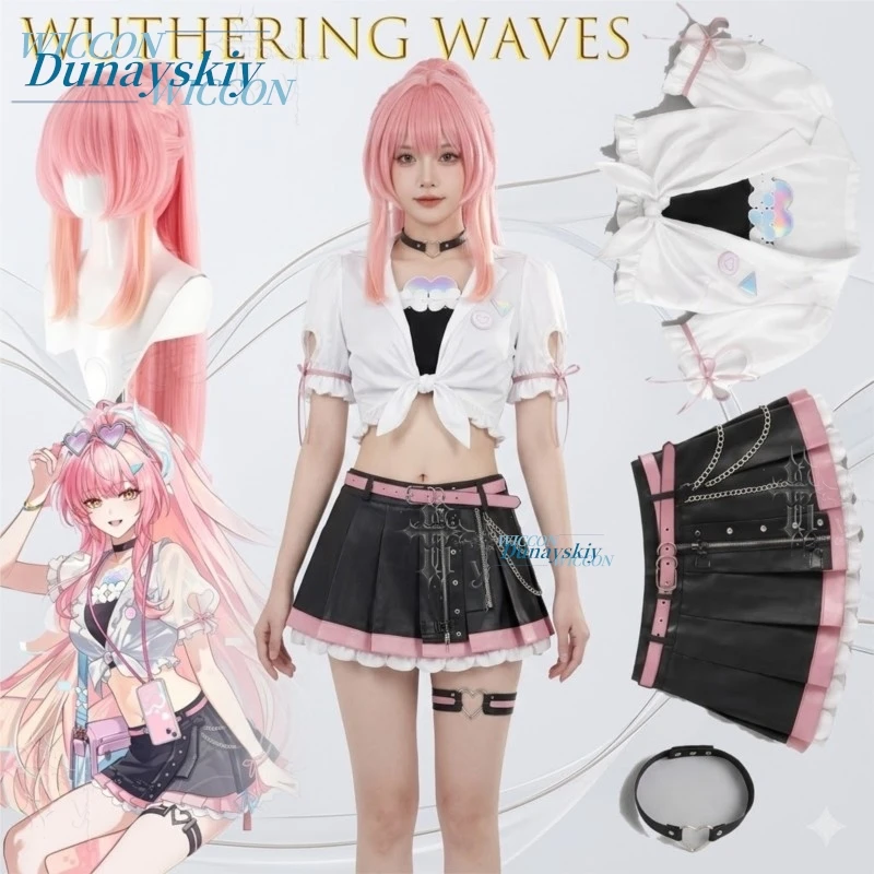 

Wuthering Waves Aemeath Lolita Mini Skirt Hotsweet Kawaii Bandage Full Set Game Outfit Y2k Ruffles Short Skirt Gothic Lolita Cos