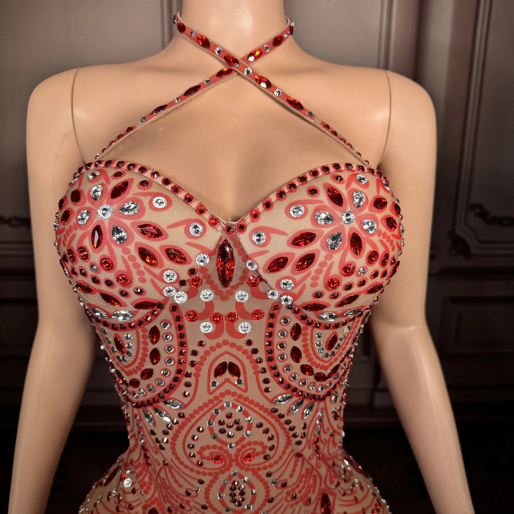 ZD Hot Sale Items Halter Glitter Wedding Dress Club Party Slim Fit Red Casual Dresses Backless Ladies Night Sexy