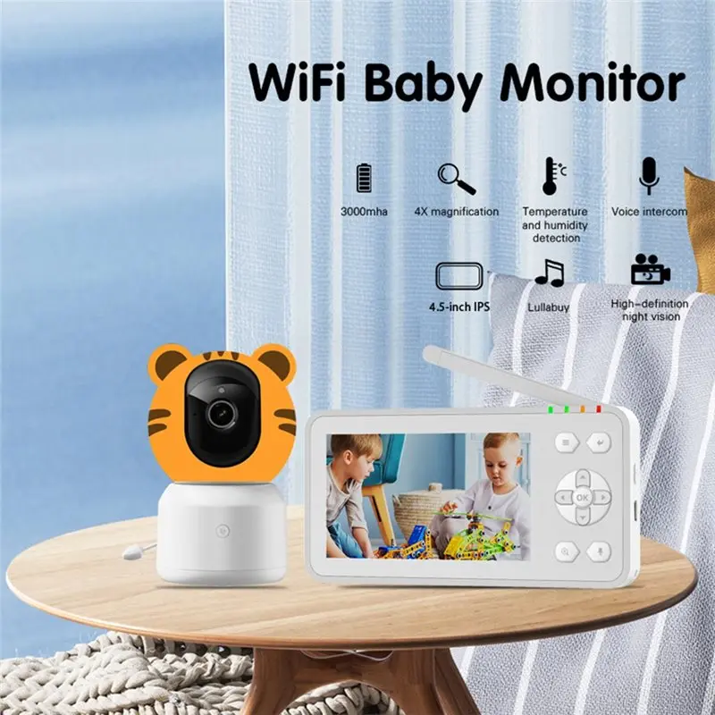 B29C-WIFI abilitato da 4,5 pollici 1080P Baby Monitor APP Supporto interfono vocale bidirezionale Rilevamento del pianto della fotocamera per neonati Articolo Spina UE