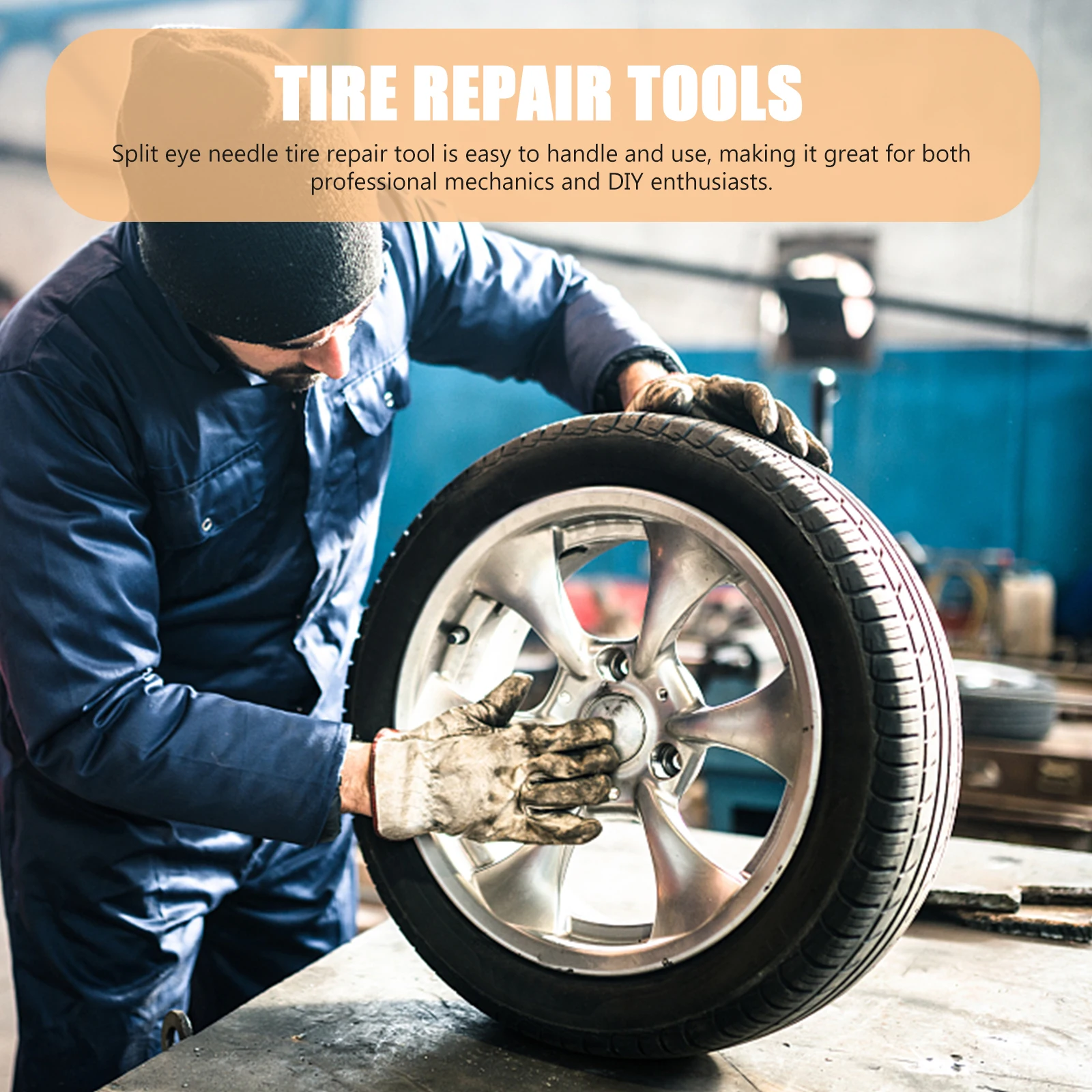 

4pcs Tire Plug Repair Needle Glue Strip Spreader Patch Tools Car Puncture Spikes Split Eye Automotive Tire Repair Kit Steel