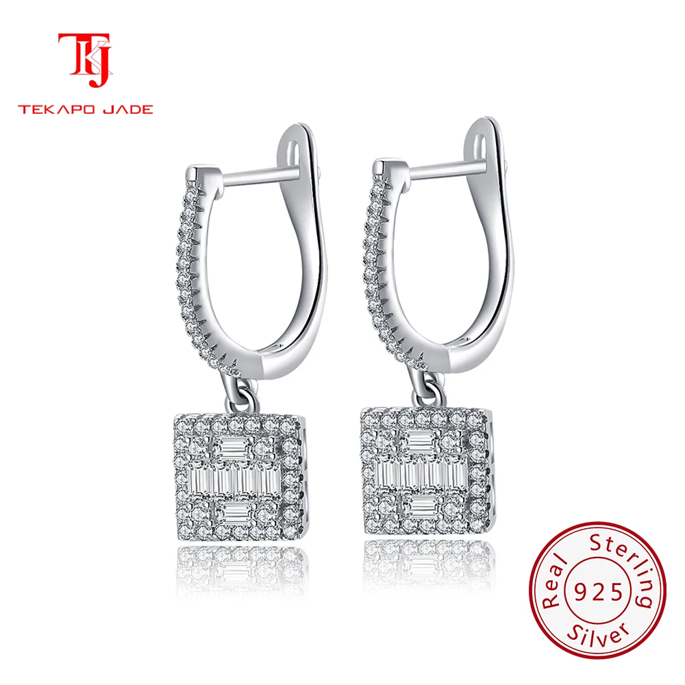 

TKJ 925 Sterling Silver Zirconia Drop Earrings for Women Female Bridal Shiny Dangle Earrings Wedding Engagement Fine Jewelry