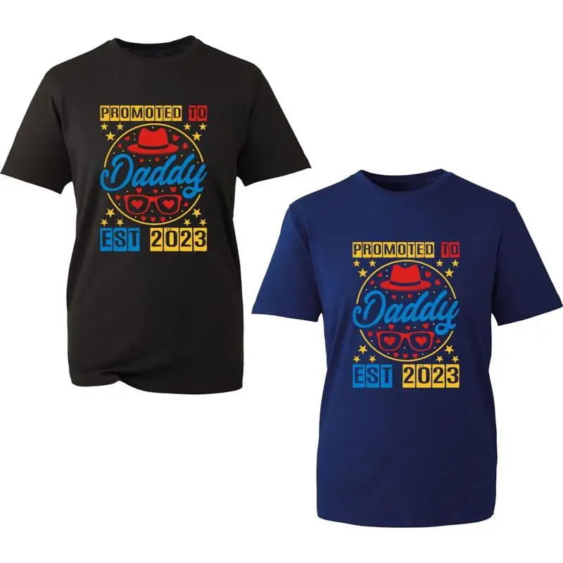 

Promoted To Daddy Est 2023 T Shirt Best Dad Father'S Day Retro Funny Top