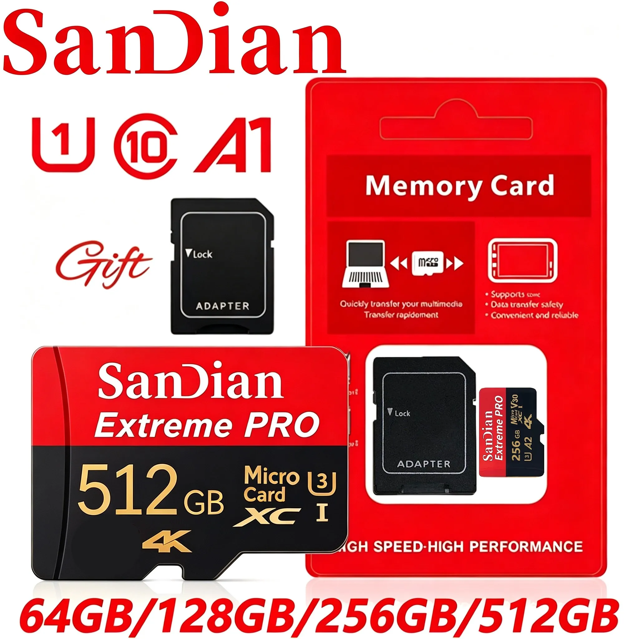 Ultra Memory Card 32GB TF Cards 512GB Micro TF SD Card 128GB SD Cards High Speed V10 A1 for PC/E-Reader/VR Headset/Recorder