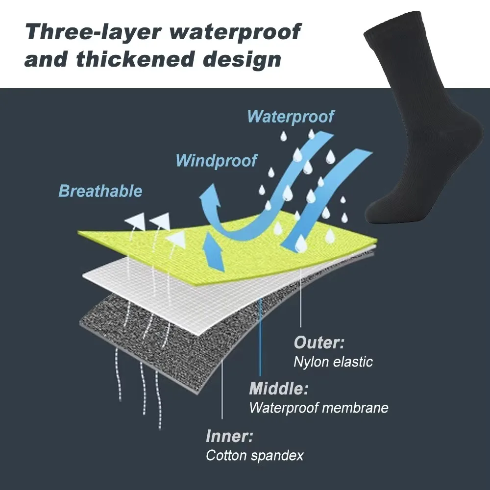 

Thick Men Waterproof Socks Comfortable Moisture-Wicking Wading Sock Breathable Anti-Wear Outdoor Socks Water Sports