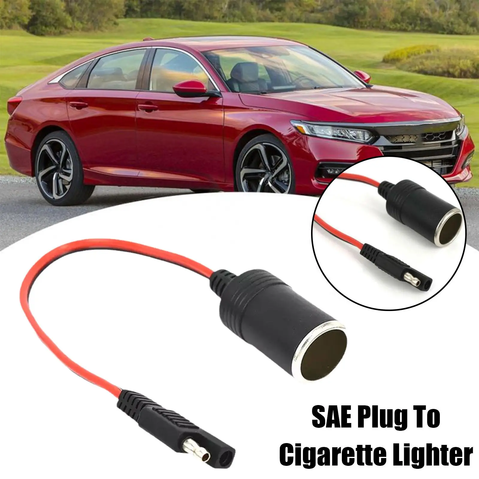 

14AWG 30CM Female Cigarette Lighter Socket to SAE with Plug Release Quick Disconnect 2 Connector Extension Pin Cable P6G7