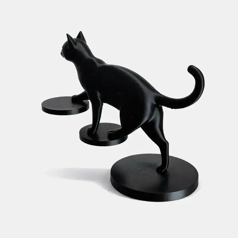 Geometric Minimalist Leaping Cat Statue 3D Printed Modern Home Decoration Desktop Ornament Creative Gift for Cat Lovers