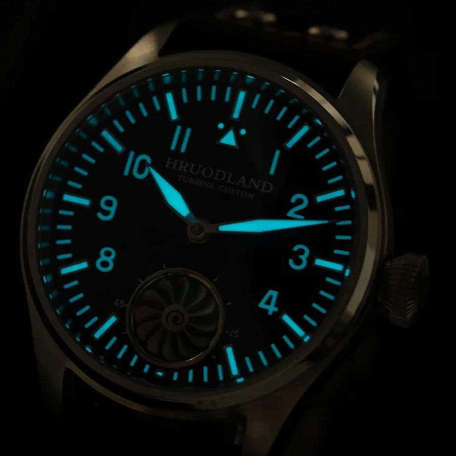 Hruodland F016 Pilot Watch Seagull Movement Mechanical BGW-9 Luminous Sapphire Crystal F016 Turbine 43mm Men Retro Pilot Watch