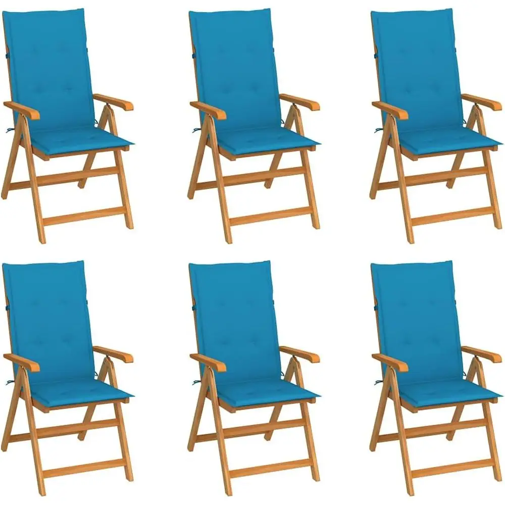 

6-Piece Teak Brown Outdoor Garden Chair Set with Wooden Stand