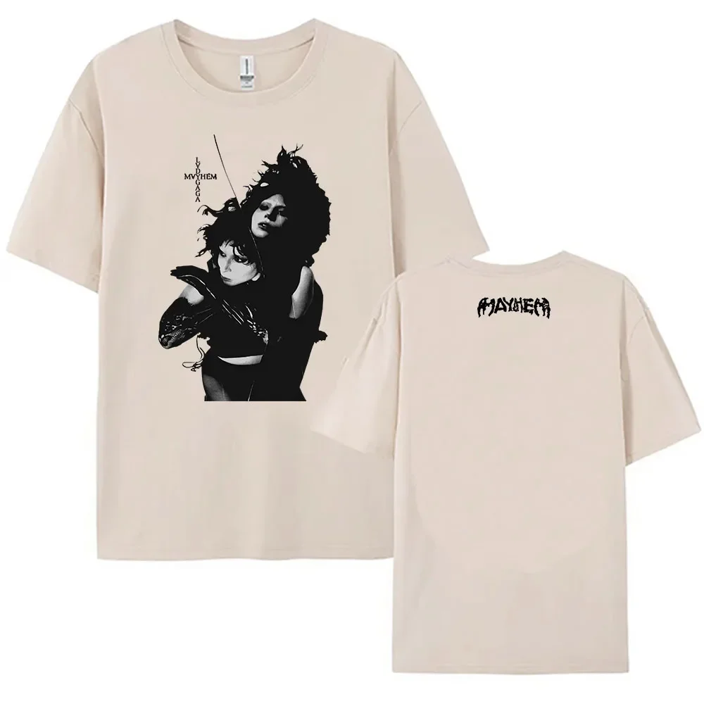 

Футболки в стиле гранж Lady Gaga Mayhem, футболка с альбомом, хлопковые женские/мужские футболки с круглым вырезом, футболка с рисунком певицы, одежда с принтом для женщин