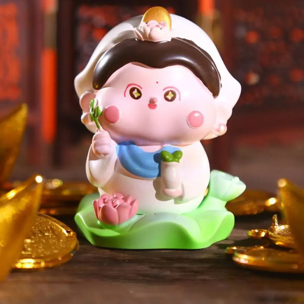 Resin Chinese Lucky God Statue God of Wealth Feng Shui Car Ornaments Kawaii Durable Little Monk Figurine Living Room