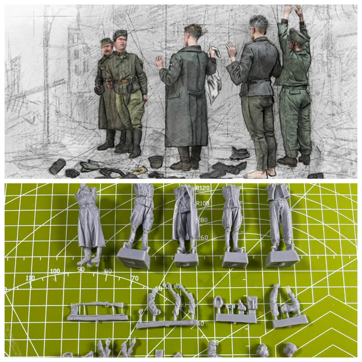 

1: 35 Die-casting Resin Model GK, Soldier Portrait Status Model Scene Layout Unpainted State (requires Assembly)
