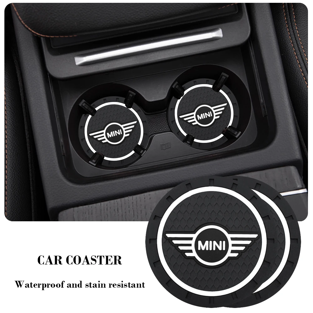 1/2pcs Non-slip Car Water Cup Pad Coaster Rubber Mat Bottle Holder Interior Anti-skid Cup Holder For Mini Cooper One R52 R53 R50