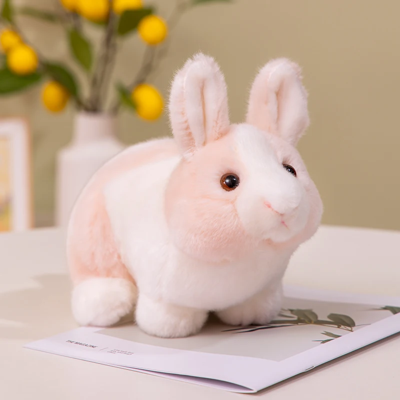 

25cm Handmade Realistic Rabbit Plush Toys Delicate Cute Cotton Stuffed Chubby Rabbit Doll Lovely Desktop Decor Funny Gift