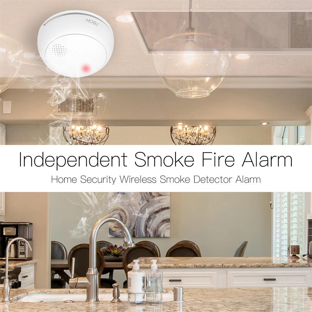 ZigBee-Smoke Alarm Security Protection, Fire Protection, Smoke Detector, Acessórios Bombeiros, Tuya, Casa, Intensidade