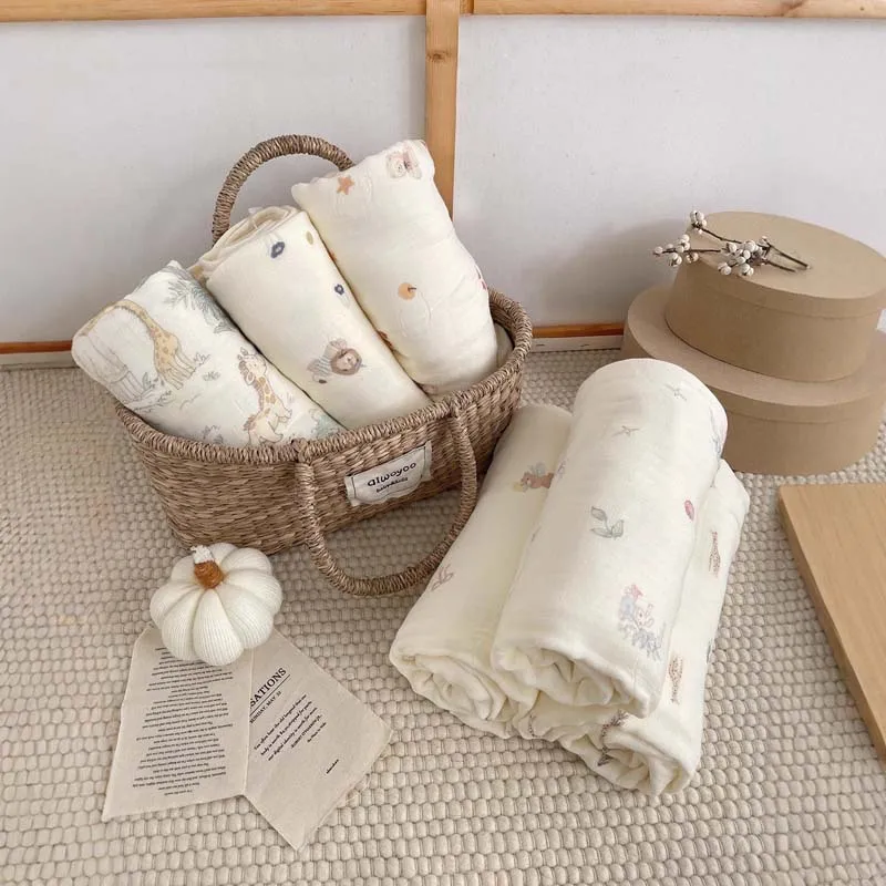 Manta de muselina de algodón y bambú de 4 capas, manta para bebé, urdimbre, Toalla de baño para recién nacido, gasa, envoltura para niños, saco de dormir, mantas para bebé