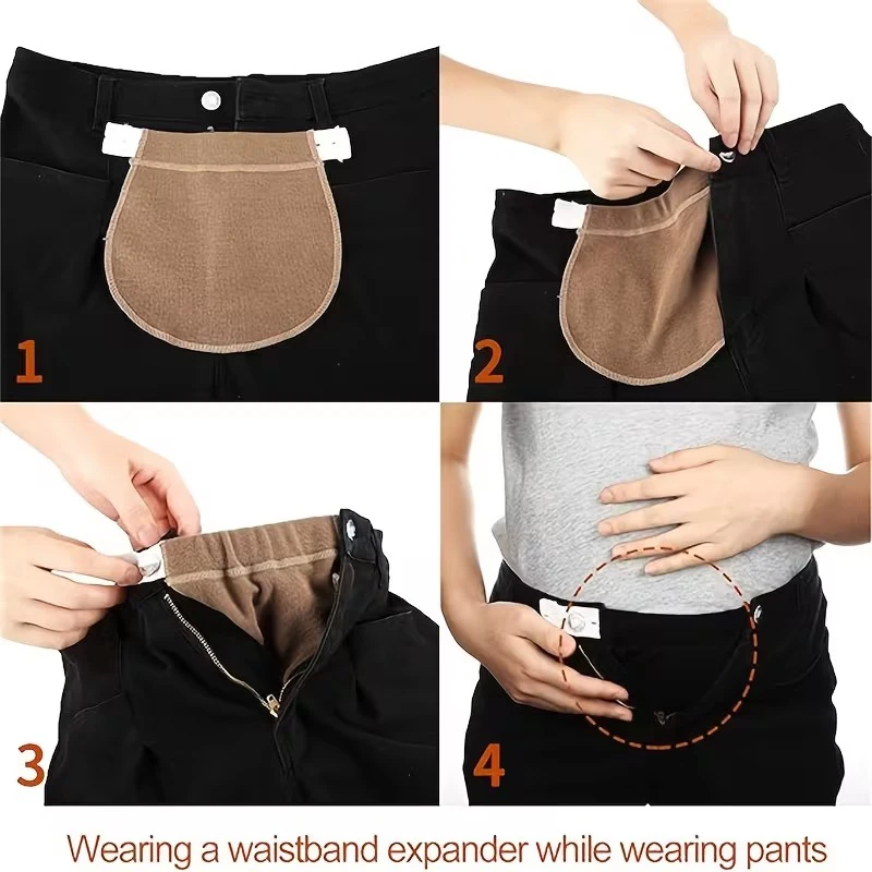 1 حزمة قابل للتعديل السراويل الأمومة موسع الحمل حزام مطاطا بنطلون زر تمديدات للسراويل الخصر بنطلون جينز