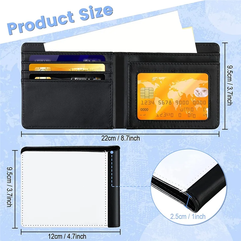 4Pcs Sublimation Wallet Blank Heat Transfer Sublimation Wallets Bank Card Holder for Men Gift Office Travel Work Supply