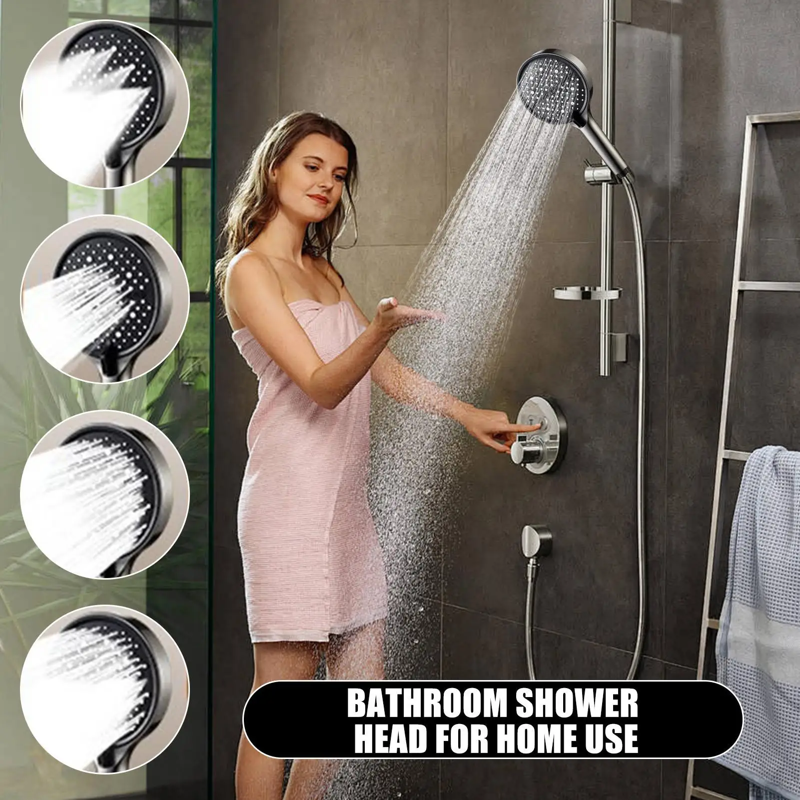 Shower Head High Pressure 7-Spray Mode Shower Head Rust-Proof Replacement Parts For Wall Hard Water Daily Residential Apartment
