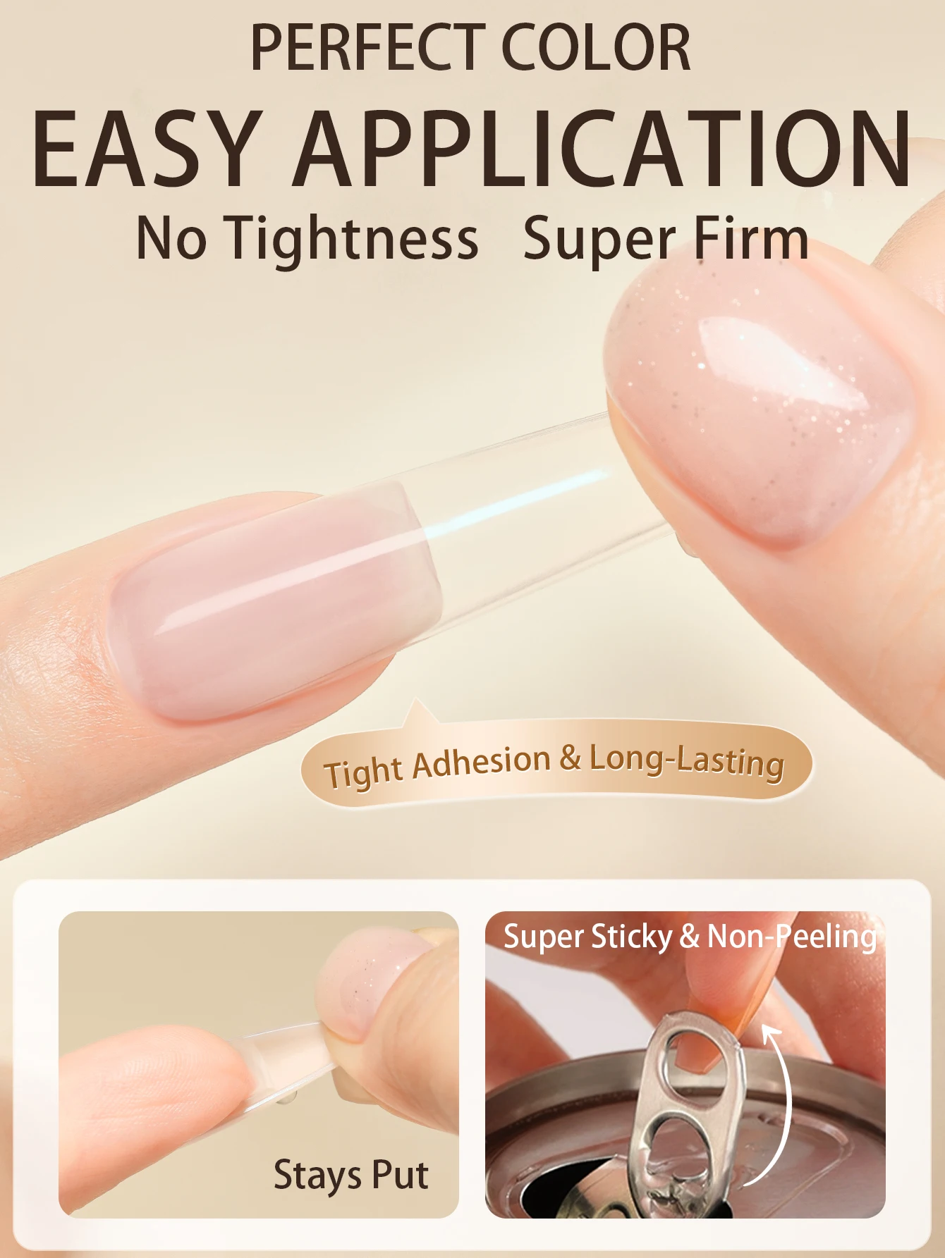 PERFEKTE FARBE 15 ml Nagelkleber zum Aufdrücken der Nägel, starke Nagelspitzen, zum Aufbürsten, langanhaltender Klebstoff, keine Heilung – Detail 7