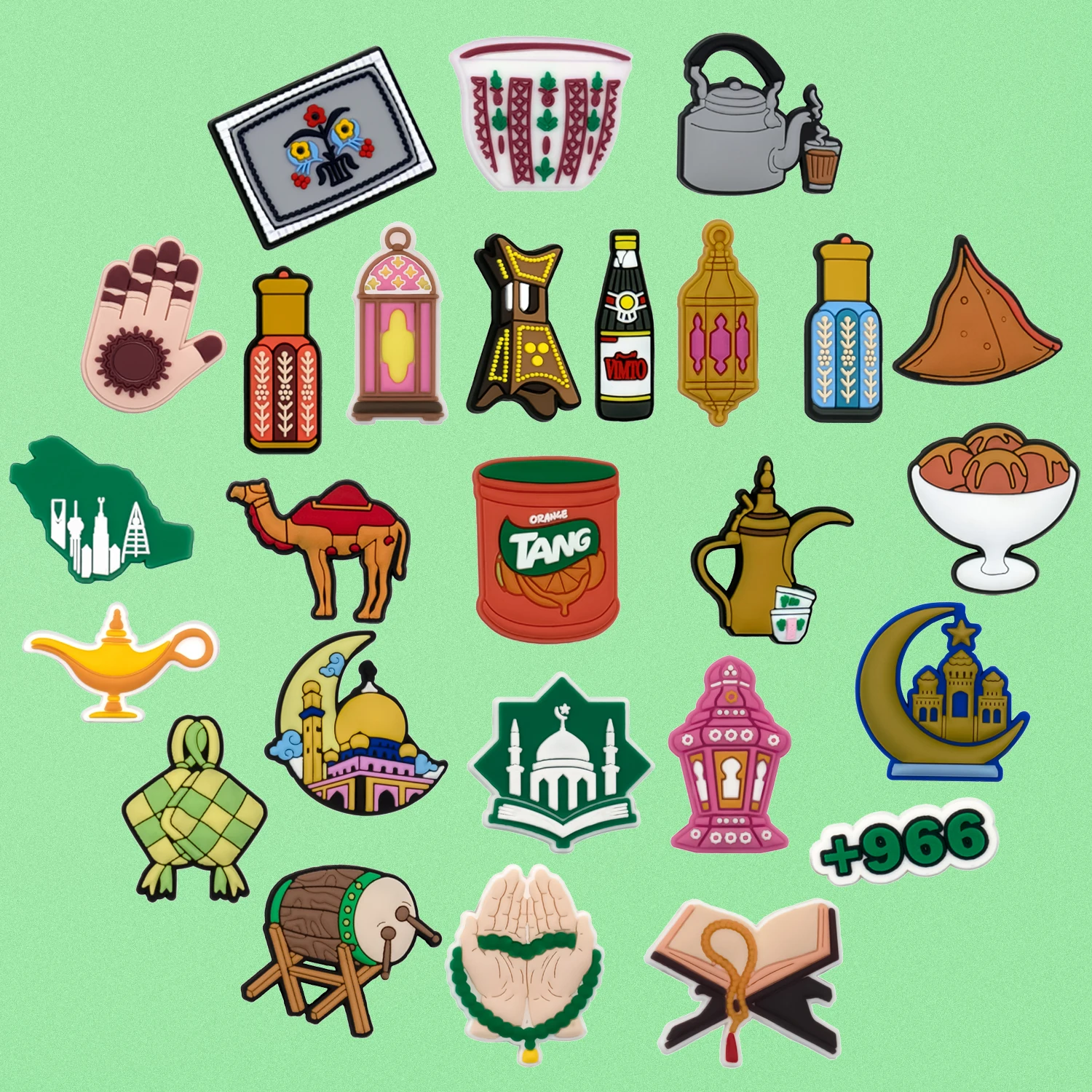 1/27 Uds. Decoración de zapatos de estilo saudita para sandalias, accesorios para zapatos con campana de comida, dijes, regalo para niños, se adapta a todos los zuecos