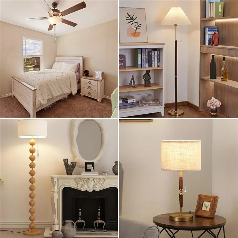 A72P 2Set Ceiling Fan Pull Chain Set For Ceiling Fan And Lighting Ultra Long Beaded Ball Pull Chains For Lamp Fan Accessories