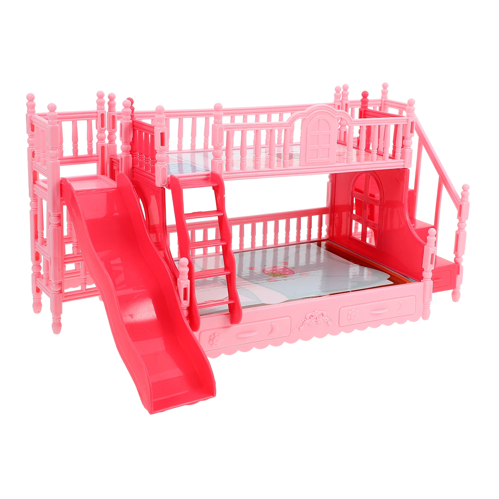 طقم سرير بطابقين ديكور المنزل الصغير Playset الملحقات الأثاث لعبة الفتيات نموذج الدعائم