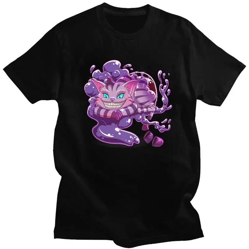 Mens Alice In Wonderland Cheshire Cat T Shirt Short-Sleeve Cotton Tshirts Streetwear T-shirt Designer Tee Slim Fit Clothes