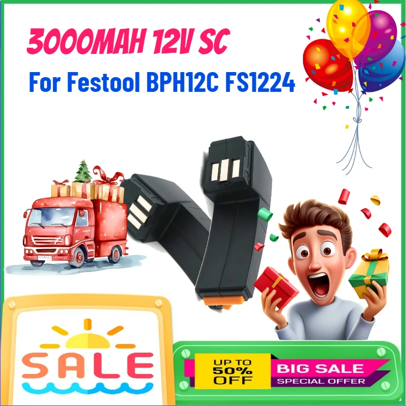 

3000mAh 12V SC Lithium Battery for Festool BPH12C FS1224 Electric Drills Impact Rechargeable Battery