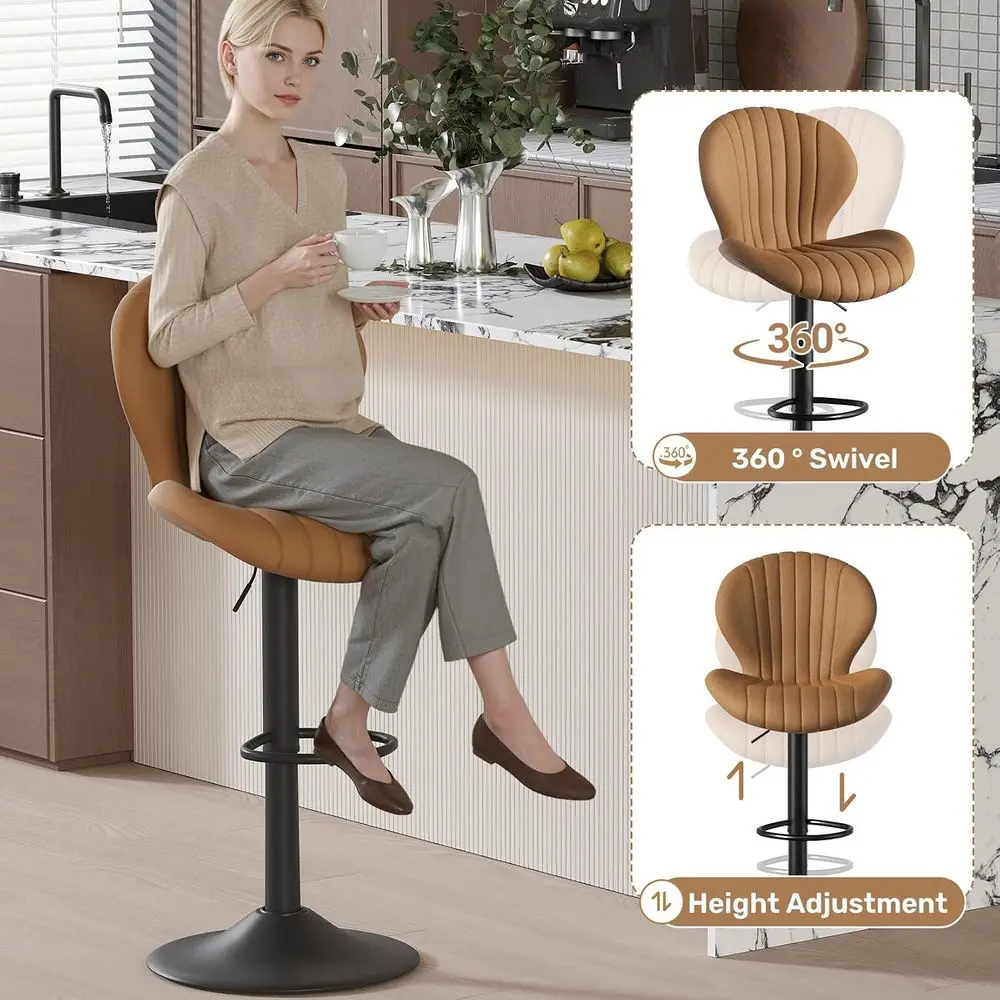 Swivel Bar Stools Set of 2, High Backrest Counter Height Chairs, Padded Seats, Easy Assembly for Kitchen Island or Dining Room ( - view 4