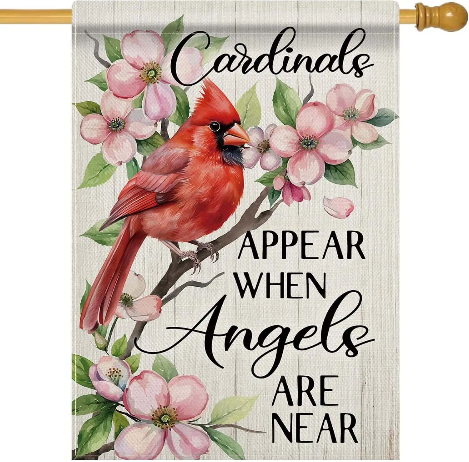 Dyrenson Cardinal Appear When Angels are Near Memorial 28 x 40 House Flag | Double Sided, Spring Summer Red Bird Dogwood Flo llp