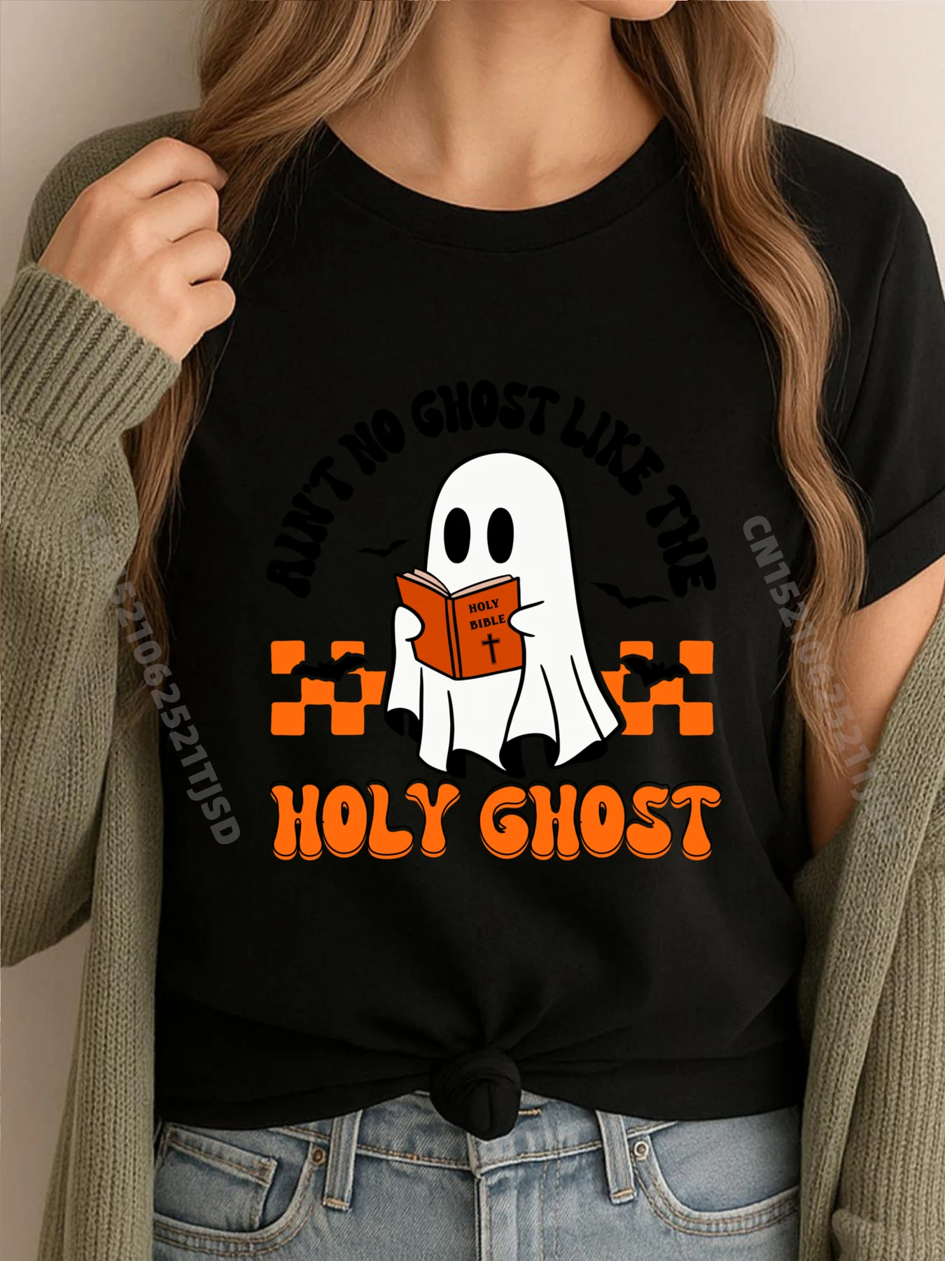 ليس هناك شبح مثل الشبح المقدس للهالوين المسيحي يسوع تي شيرت مطبوع تي شيرت عيد الأم #1