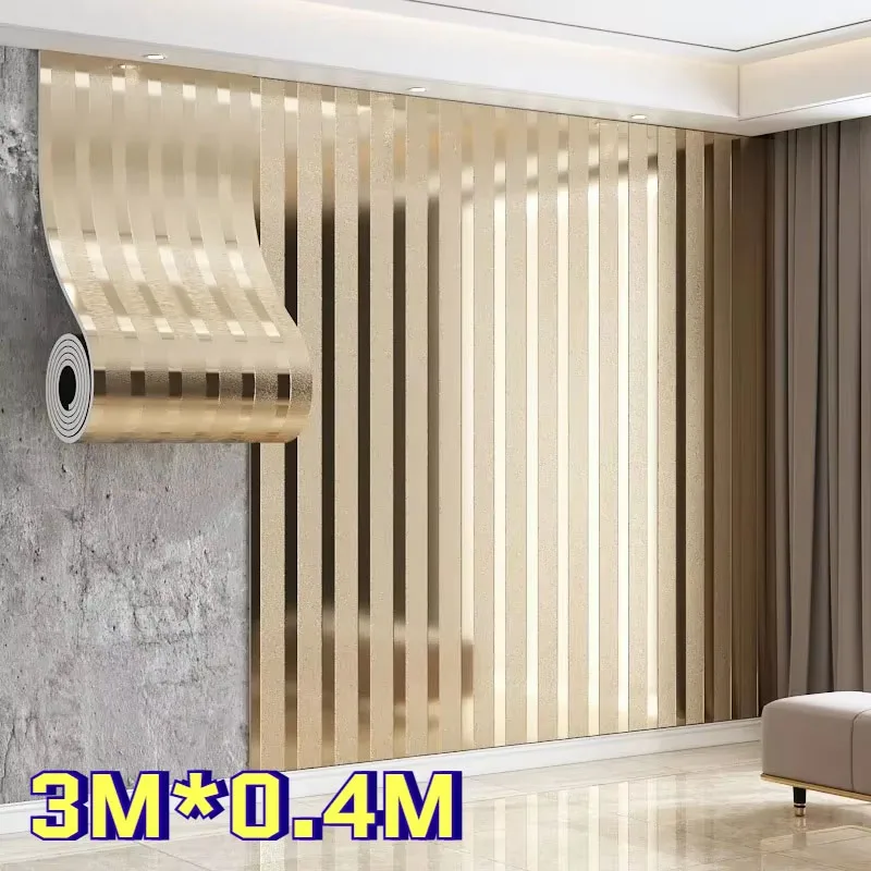 Luxury Peel and Stick Wall Panel Self Adhesive Gold Striped Wallpaper for Living Room Bedroom Accent Wall Home Decor Renovation