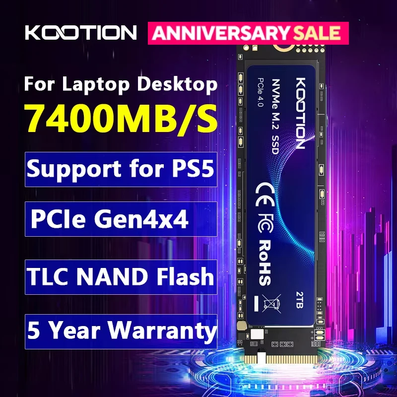 KOOTION X16Plus SSD NVMe M2 1TB 2TB 512GB Internal Solid State Hard Disk PCIe 4.0x4 2280 SSD M.2 Drive for PS5 Laptop PC