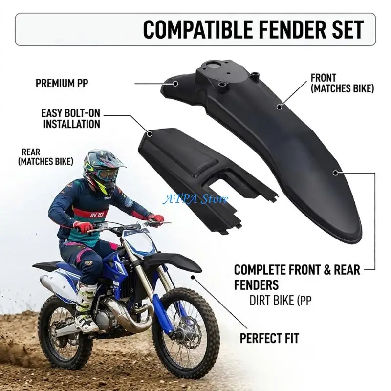 U13C PP Motorcycle Mudguard Set Mud Guard Guard for Bike IN 10 Daily Riding Use