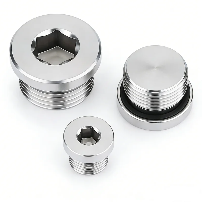 10 Pieces PT1/8 1/4 3/8 1/2 NPT1/8  304 Stainless Steel Hex Socket ED Ring Sealed Plug with Flange Oil Plug BSP Thread Plug Bolt