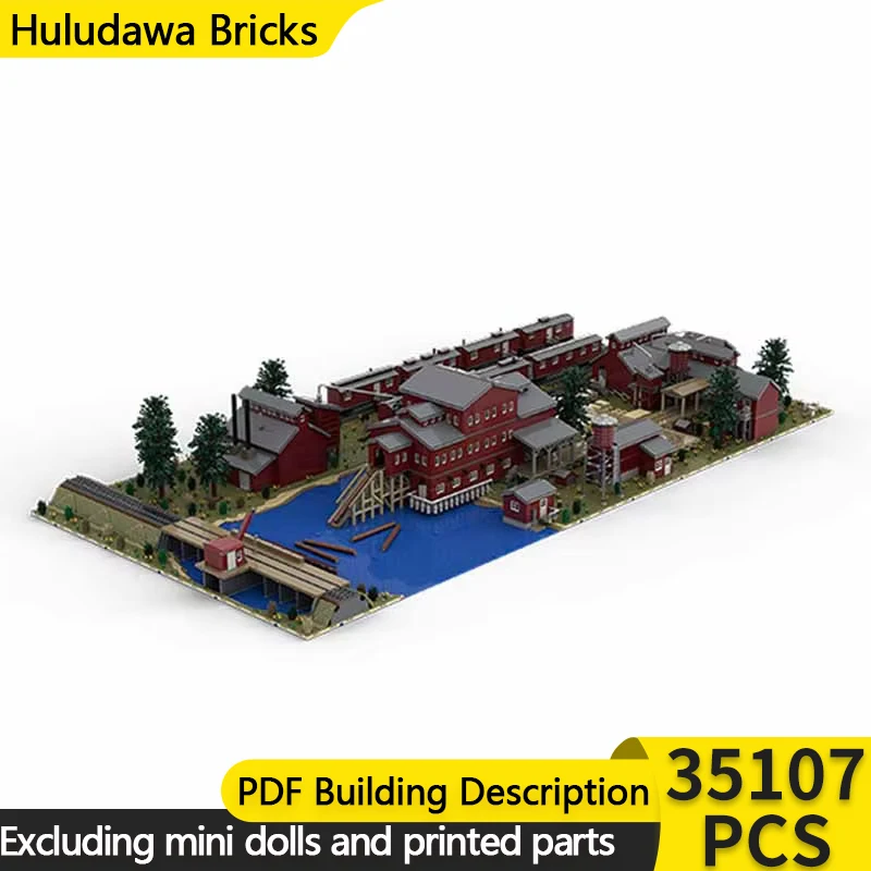 Street View Model MOC Building Panoramic View Of Sawmill Factory Modular Technology Gifts Holiday Assemble Children Toys Suit