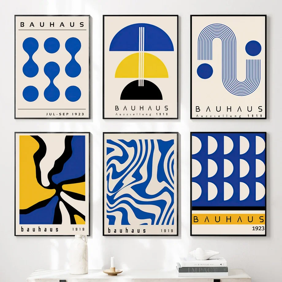 

Abstract Bauhaus Mid Century Modern Gallery Wall Art Print Exhibition Poster Canvas Painting Pictures For Living Room Home Decor