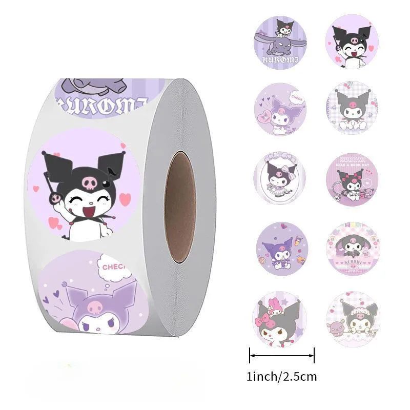 500 PCS/ม้วน Sanrio Kuromi สติกเกอร์การ์ตูนน่ารักอะนิเมะ Hello Kitty My Melody สติกเกอร์ไดอารี่เด็ก DIY โบนัสคริสต์มาสของขวัญ