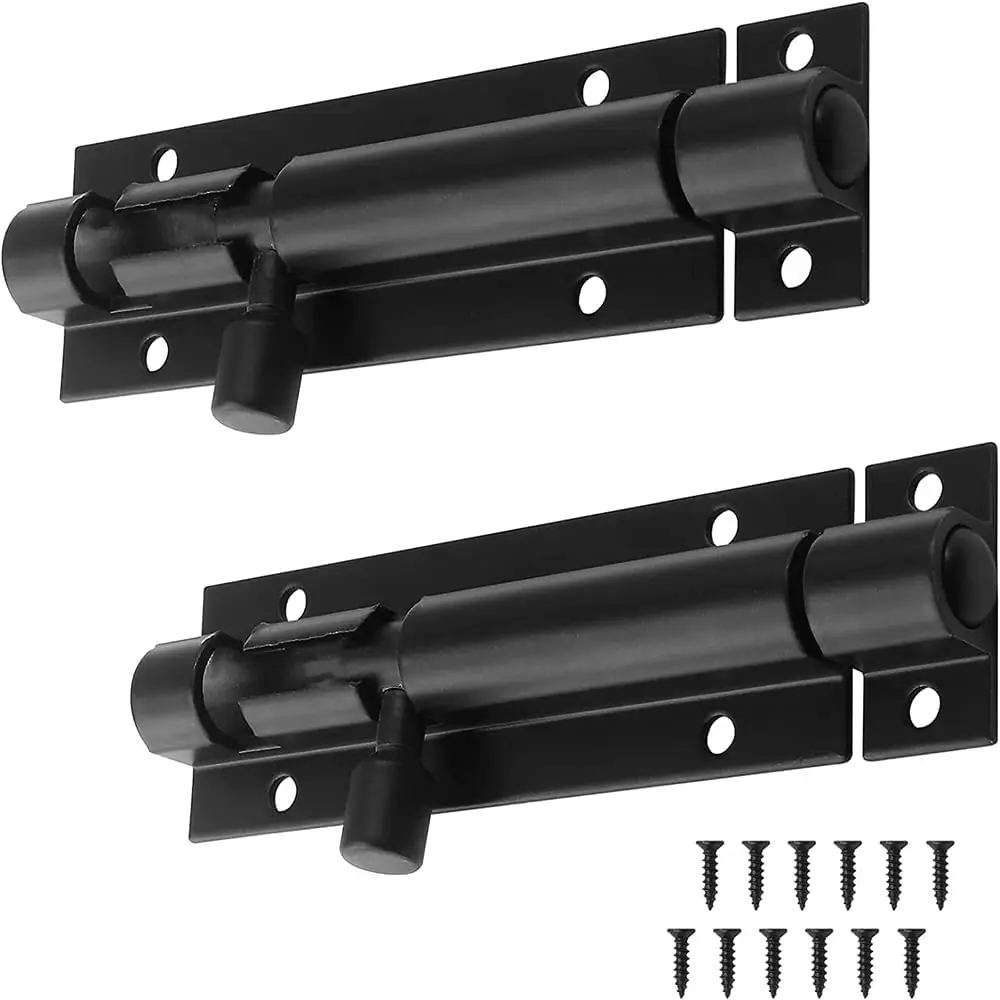 

2 Pack 3 Inch Barrel Bolt Lock, Heavy Duty Slide Latch for Security, Black Aluminum Alloy