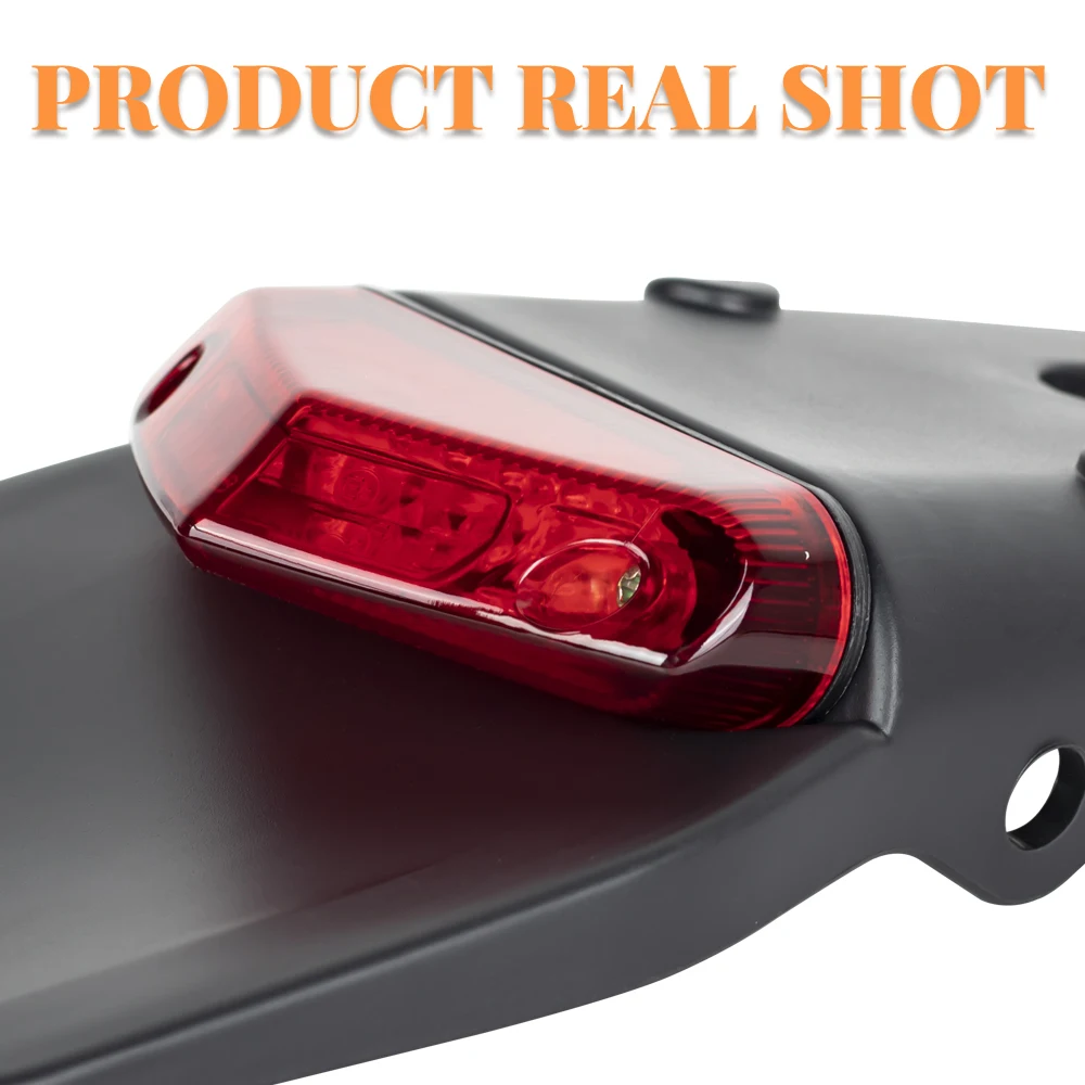 Motorcycle Rear Fender License Plate Bracket Holder With 12V LED Taillight Brake Lamp Universal For Enduro Off-Road Bike image 4