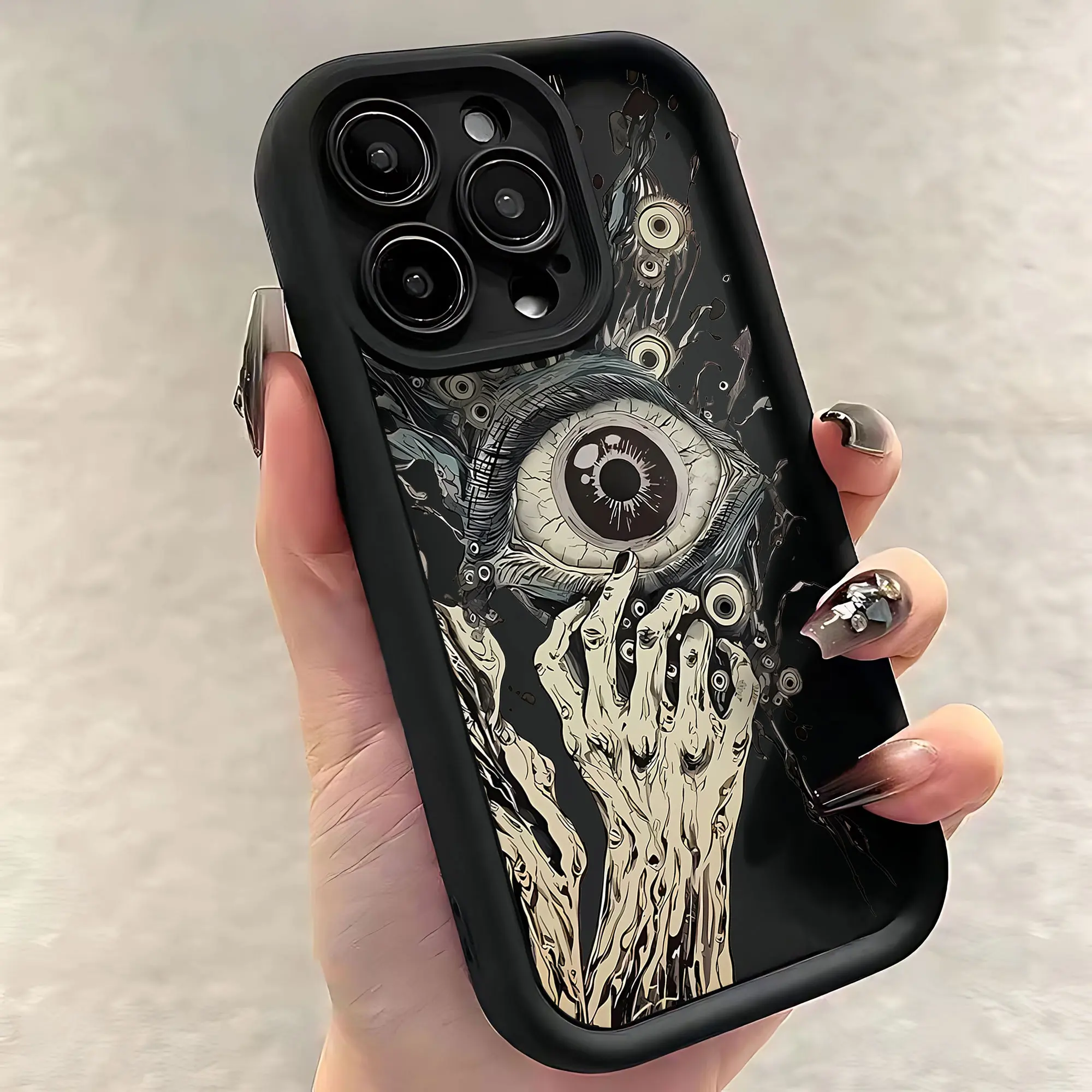 Ins The Eye of Cthulhu Phone Case For OPPO Reno 2 3 4 5 6 7 7Z 8 8T 10 11 Pro Plus 4G 5G Soft TPU Back Cover With Hand Strap