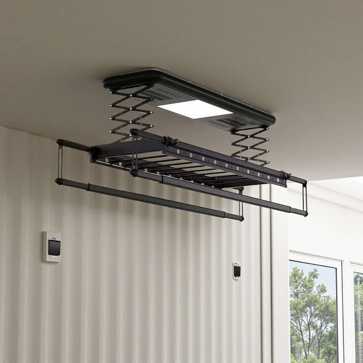 

Smart Electric Automatic Clothes Dryer Remote Control Extendable Foldable Wall Rack Laundry Hanger Modern Smart Laundry Supplies