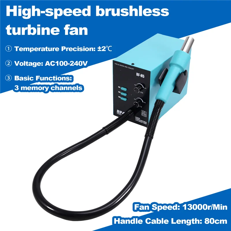 

RF4 H5 800W Hot Air Soldering Station Quick Heating Digital LCD Display For Phone PCB SMD BGA Welding Repair Tool 110V US Plug-