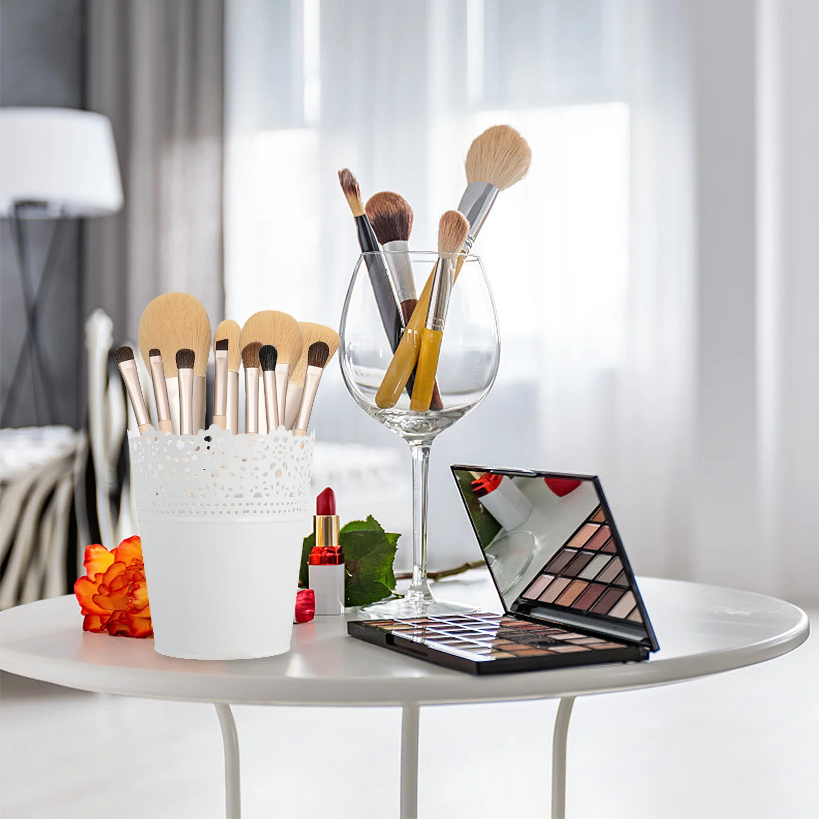 

2pcs Flower Bucket Storage Box Vintage Iron Desktop Vase For Dried Flowers Home Decor Flower Arrangement Container Garden