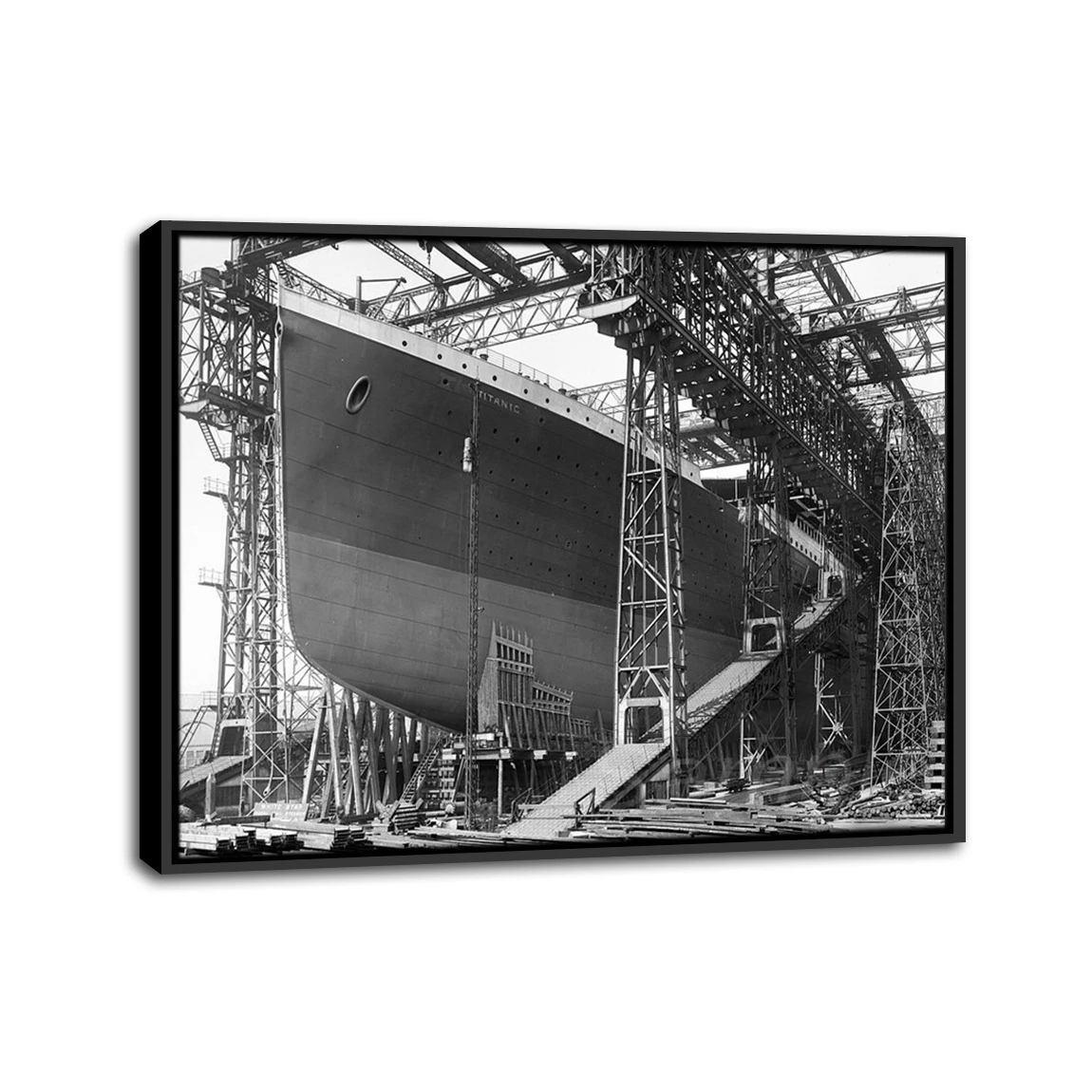 1911 Titanic Under Construction Framed Poster Print Home Decor Wall Art Painting Oil Canvas