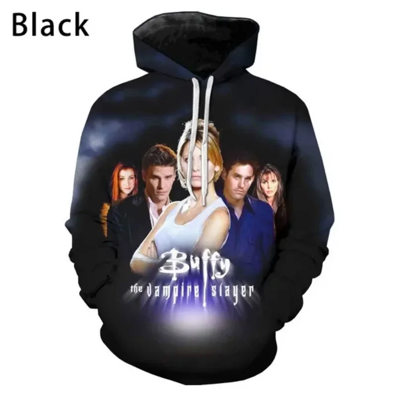 بافي مصاص الدماء القاتل ثلاثية الأبعاد طباعة قمصان سويت شيرت بقلنسوة للجنسين كول مقنعين موضة ثلاثية الأبعاد سترة الرجال سترة غير رسمية الشارع هوديس