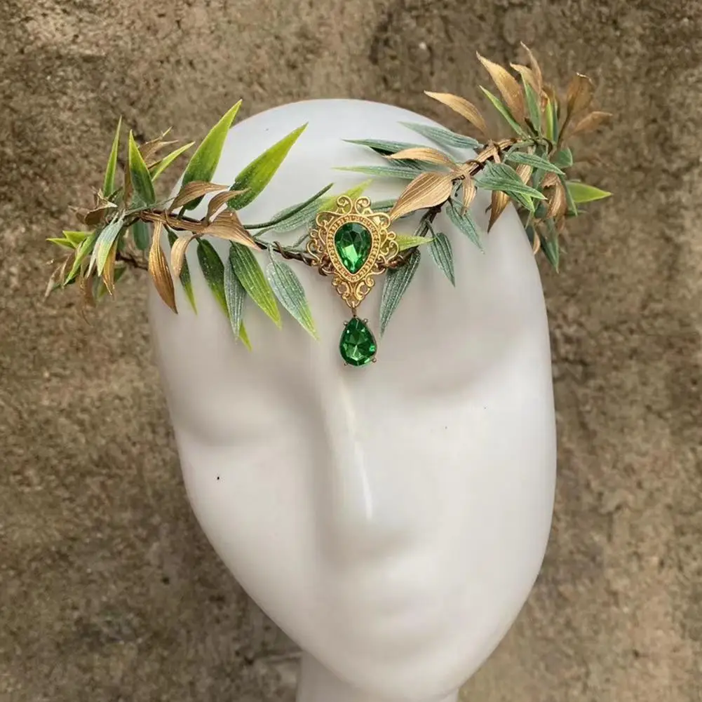 Pixie Headband Elegant Fairy Queen Costume Headbands with Pixie Elf Ears Flower Wreath for Parties Weddings Cosplay Events Queen